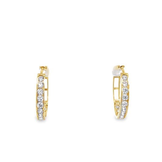 10K Yellow Gold Cz Hoop Earrings 2.3Dwt