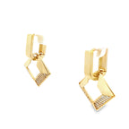 10K Yellow Gold Cz Square Drop Earrings 2.4Dwt