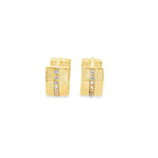 14K Yellow Gold Cz Small Hoop Earrings 1.1Dwt