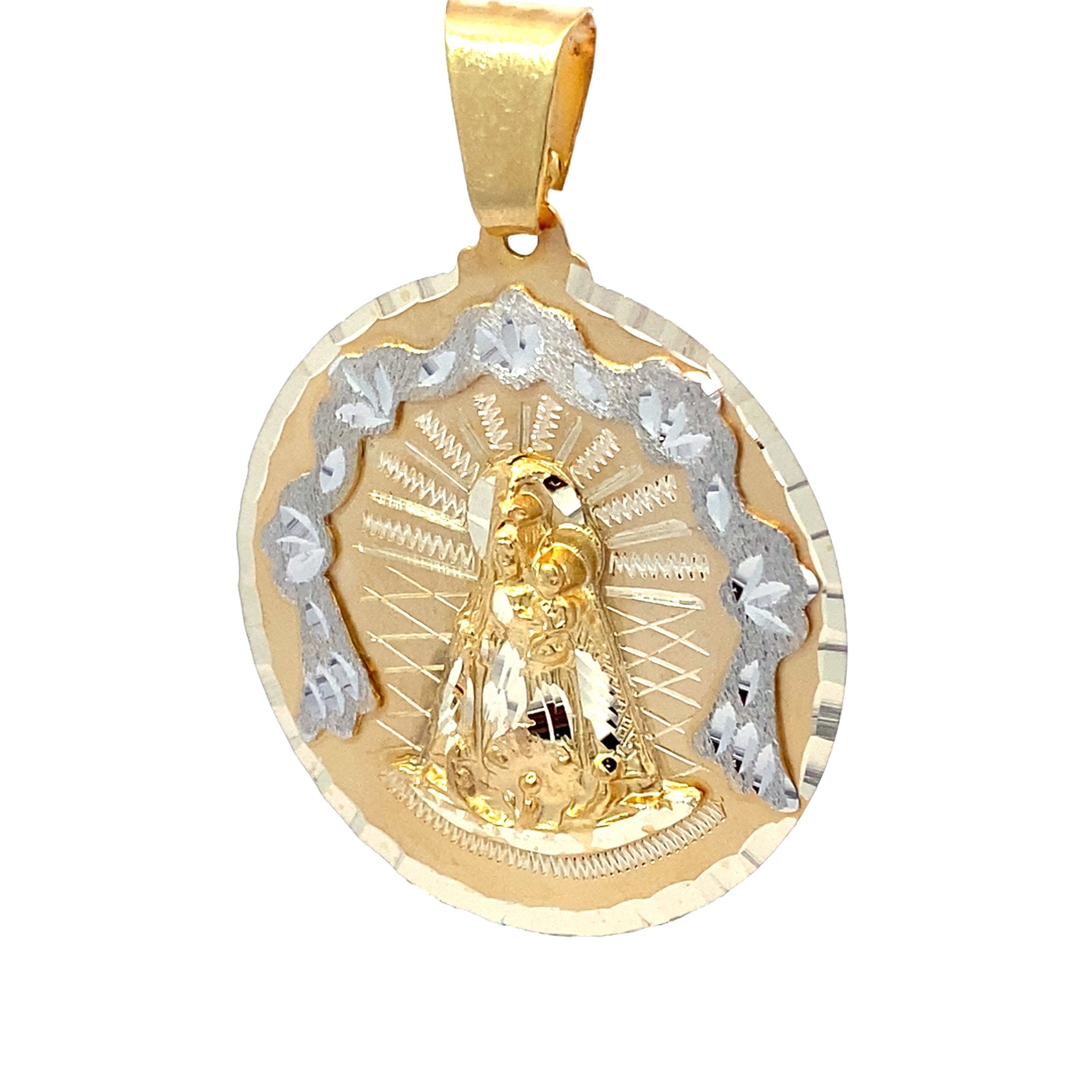 10K Yellow Gold Round Caridad Del Cobre Pendant