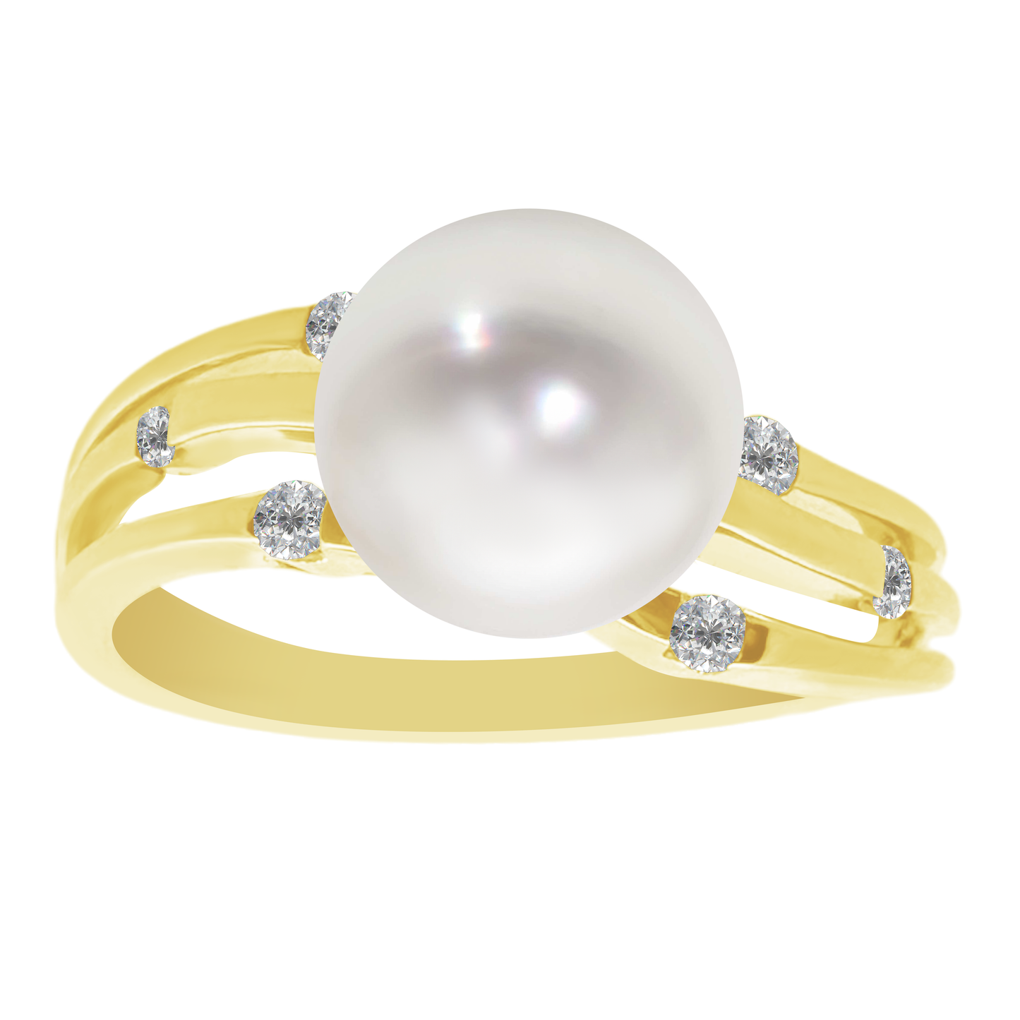 2.91Plrd 0.10 Dird 14K Yellow Gold Pearl & Dia Ring Size 7 2.2Dwt