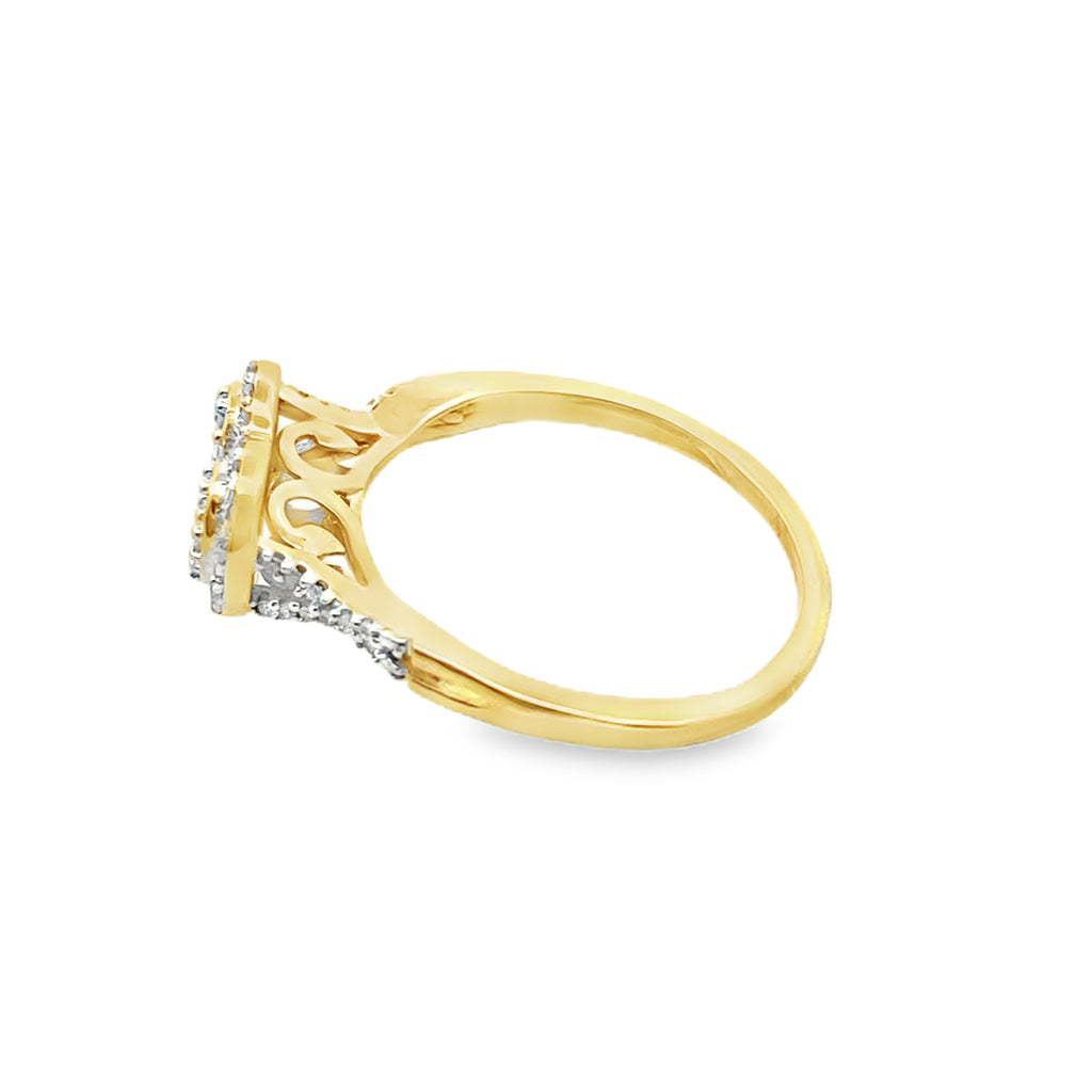0.25Ctw 10K Yellow Gold Ladies Diamond Heart Ring Size 7 1.2Dwt