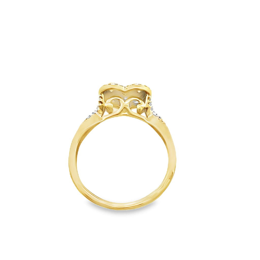 0.25Ctw 10K Yellow Gold Ladies Diamond Heart Ring Size 7 1.2Dwt