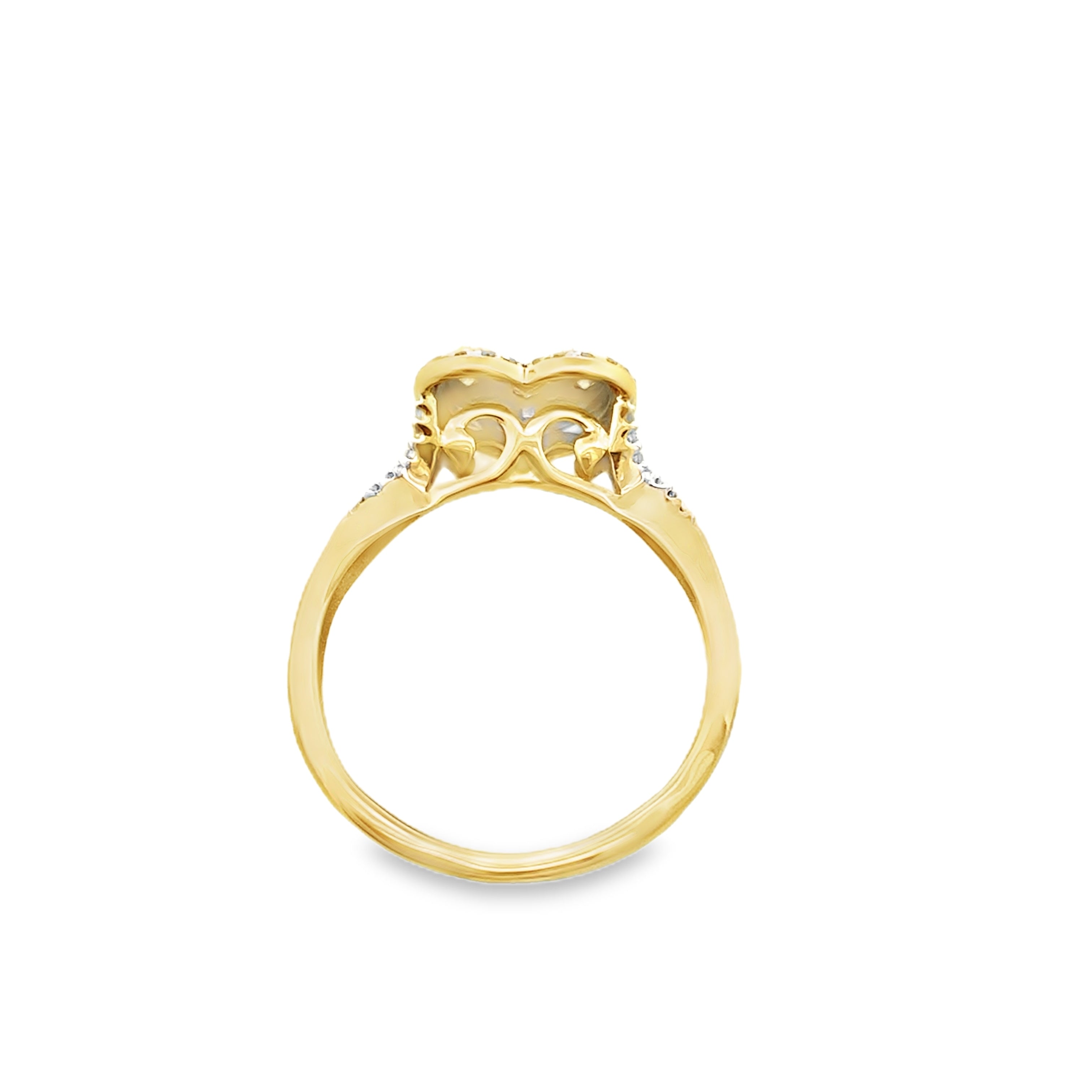 0.25Ctw 10K Yellow Gold Ladies Diamond Heart Ring Size 7 1.2Dwt