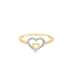 0.06Ctw 10K Yellow Gold Diamond Heart Fashion Ring Size 7 1.1Dwt