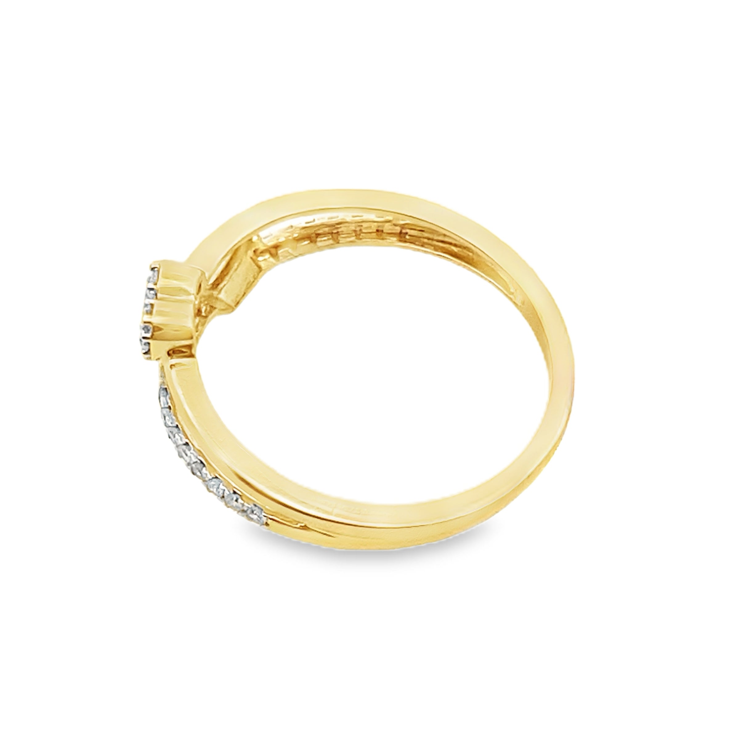 0.15Ctw 10K Yellow Gold Double Heart Ring Size 7 1.0Dwt