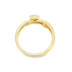 0.15Ctw 10K Yellow Gold Double Heart Ring Size 7 1.0Dwt