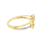 0.15Ctw 10K Yellow Gold Double Heart Ring Size 7 1.0Dwt