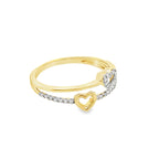 0.15Ctw 10K Yellow Gold Double Heart Ring Size 7 1.0Dwt
