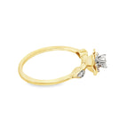 0.15Ctw 10K Yellow Gold Diamond Flower Ring Size 7 1.1Dwt