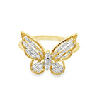 0.25Ctw 10K Yellow Gold Diamond Butterfly Ring Size 7 1.6Dwt