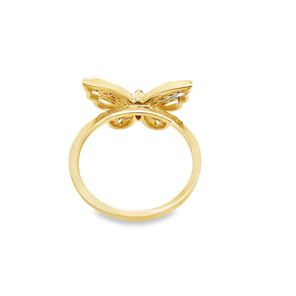0.25Ctw 10K Yellow Gold Diamond Butterfly Ring Size 7 1.6Dwt
