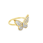 0.25Ctw 10K Yellow Gold Diamond Butterfly Ring Size 7 1.6Dwt