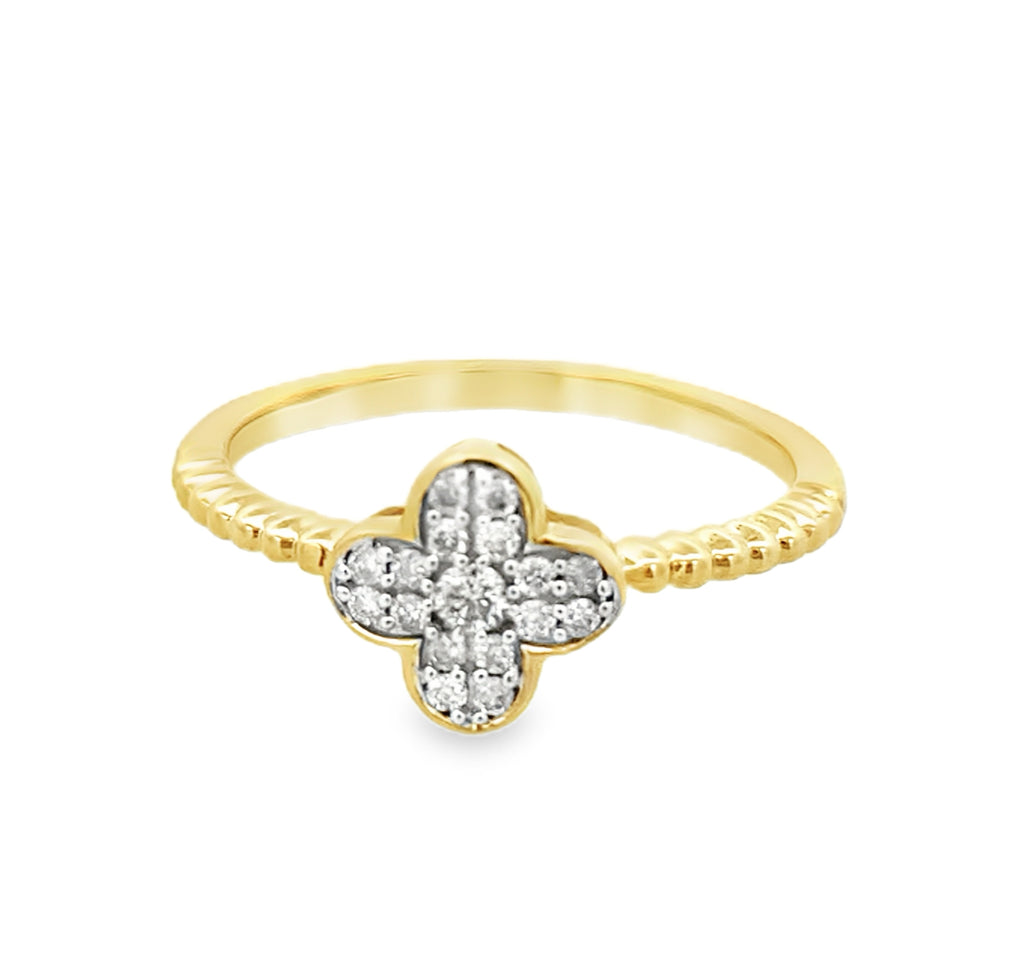 0.13Ctw 10K Yellow Gold Diamond Fashion Ladies Ring Size 7 1.0Dwt