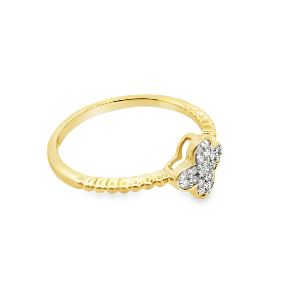 0.13Ctw 10K Yellow Gold Diamond Fashion Ladies Ring Size 7 1.0Dwt