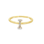 14K Yellow Gold Diamond Initial "I" Fashion Ring Size 7 1.1Dwt