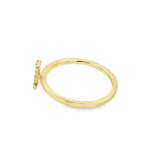 14K Yellow Gold Diamond Initial "I" Fashion Ring Size 7 1.1Dwt