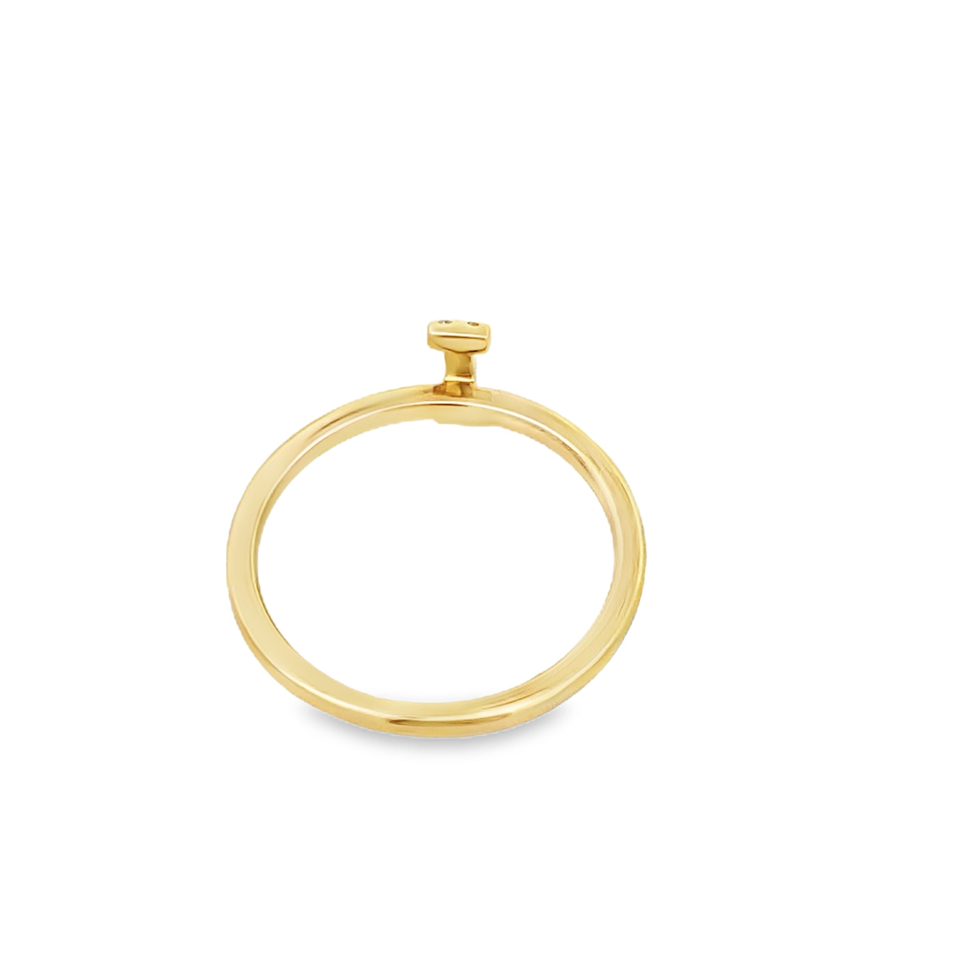14K Yellow Gold Diamond Initial "I" Fashion Ring Size 7 1.1Dwt
