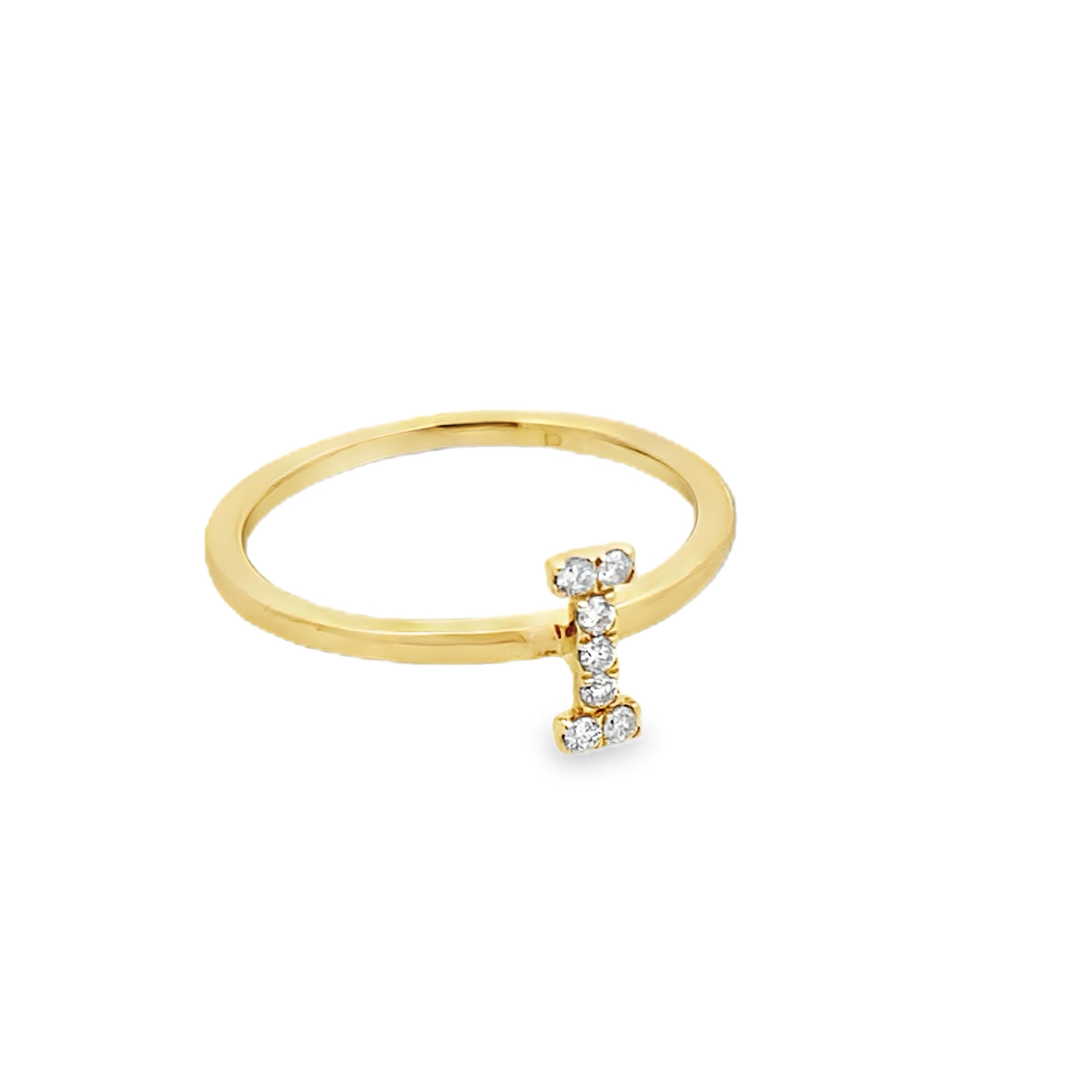 14K Yellow Gold Diamond Initial "I" Fashion Ring Size 7 1.1Dwt