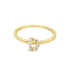 14K Yellow Gold Diamond Initial "D" Fashion Ring Size 7 1.2Dwt