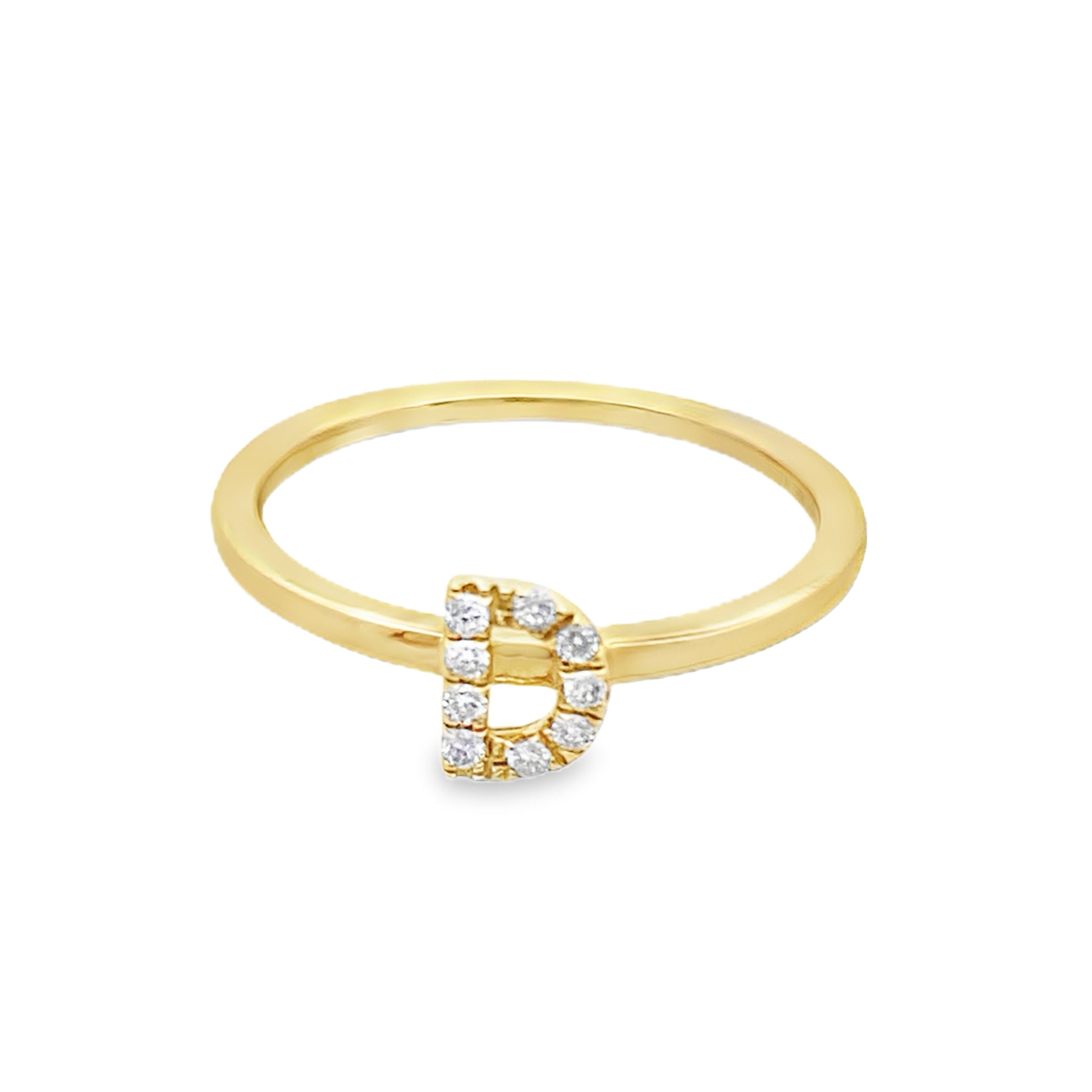 14K Yellow Gold Diamond Initial "D" Fashion Ring Size 7 1.2Dwt