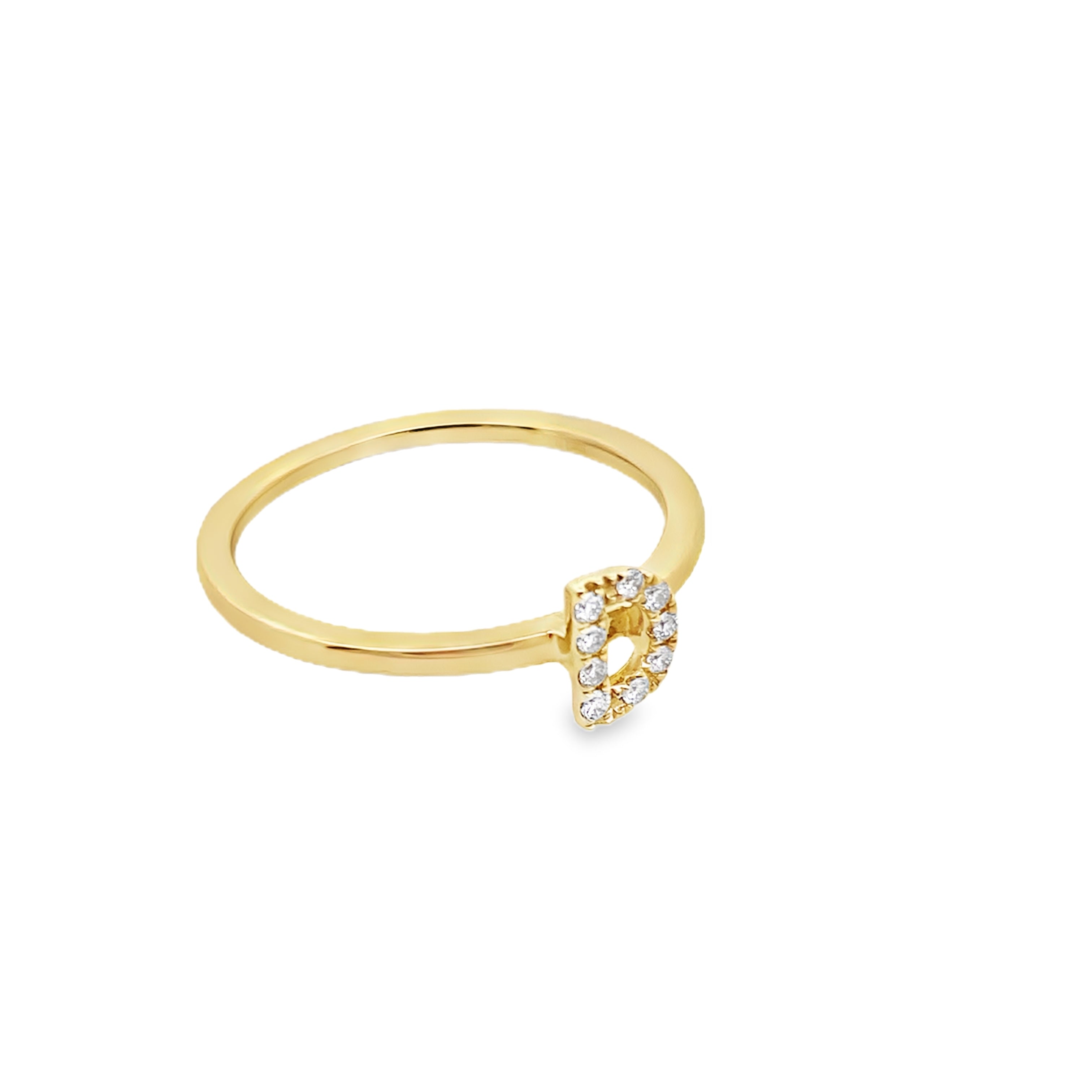 14K Yellow Gold Diamond Initial "D" Fashion Ring Size 7 1.2Dwt