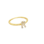 14K Yellow Gold Diamond Initial "R" Fashion Ring Size 7 1.1Dwt