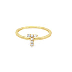 14K Yellow Gold Diamond Initial "T" Fashion Ring Size 7 1.0Dwt