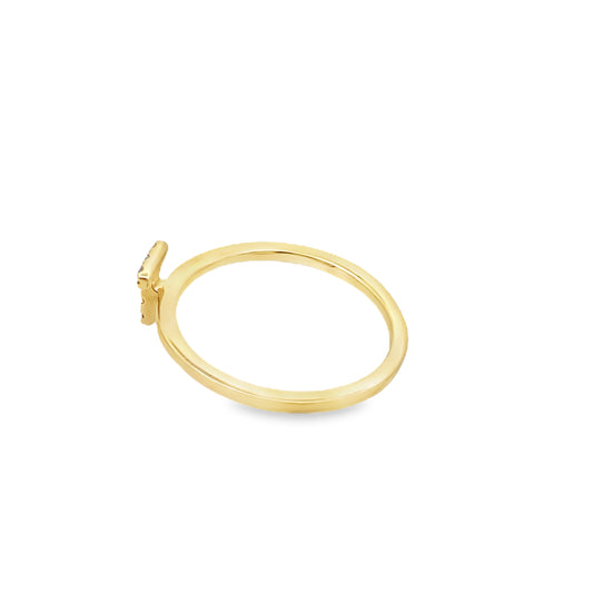 14K Yellow Gold Diamond Initial "T" Fashion Ring Size 7 1.0Dwt