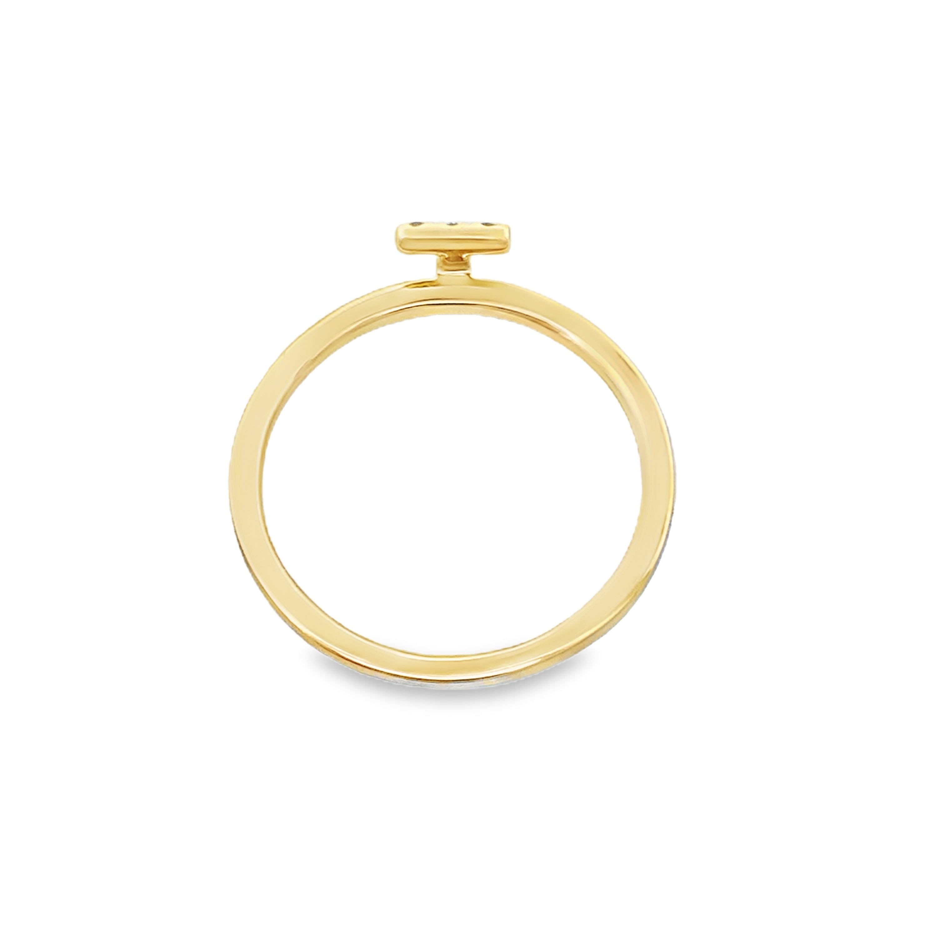 14K Yellow Gold Diamond Initial "T" Fashion Ring Size 7 1.0Dwt