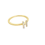 14K Yellow Gold Diamond Initial "H" Fashion Ring Size 7 1.2Dwt