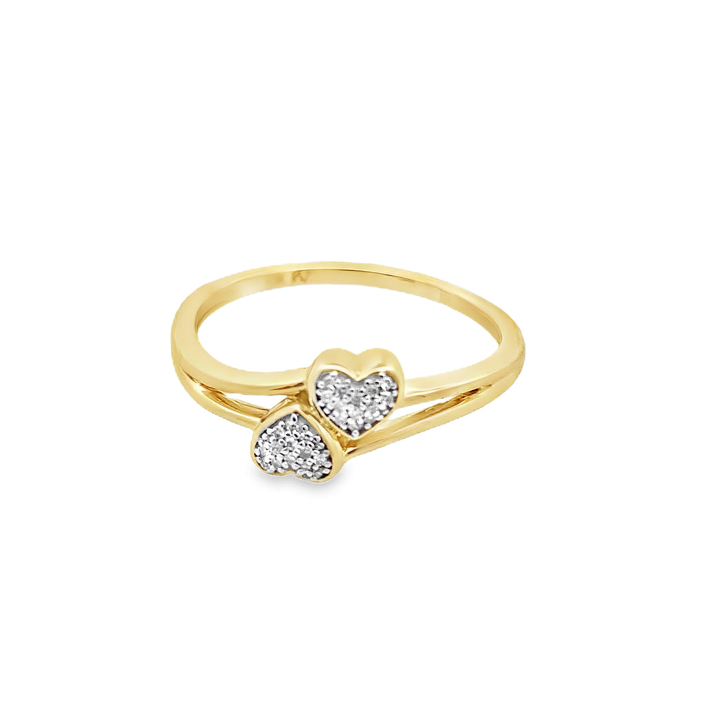 0.05Ctw 10K Yellow Gold Ladies Diamond Heart Fashion Ring Size 7 1.1Dwt