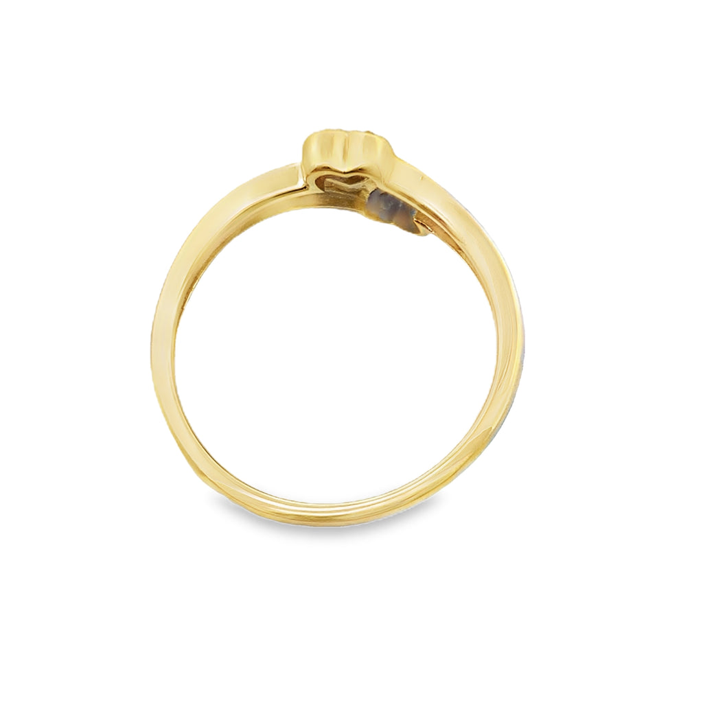 0.05Ctw 10K Yellow Gold Ladies Diamond Heart Fashion Ring Size 7 1.1Dwt