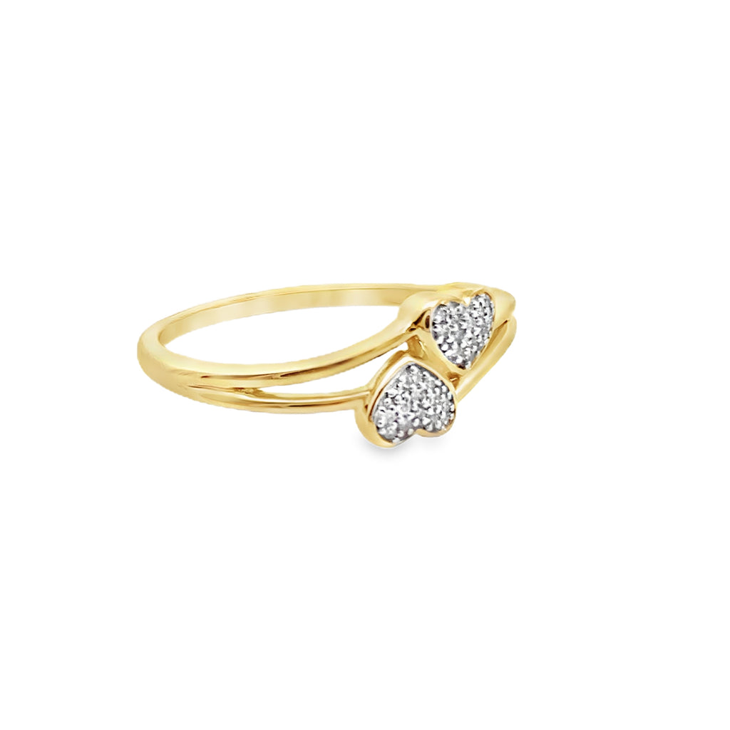 0.05Ctw 10K Yellow Gold Ladies Diamond Heart Fashion Ring Size 7 1.1Dwt