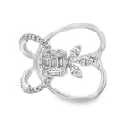 0.45Ct 18K White Gold Rd/Bgt Diamond Ladies Band Ring Size 7 2.4Dwt