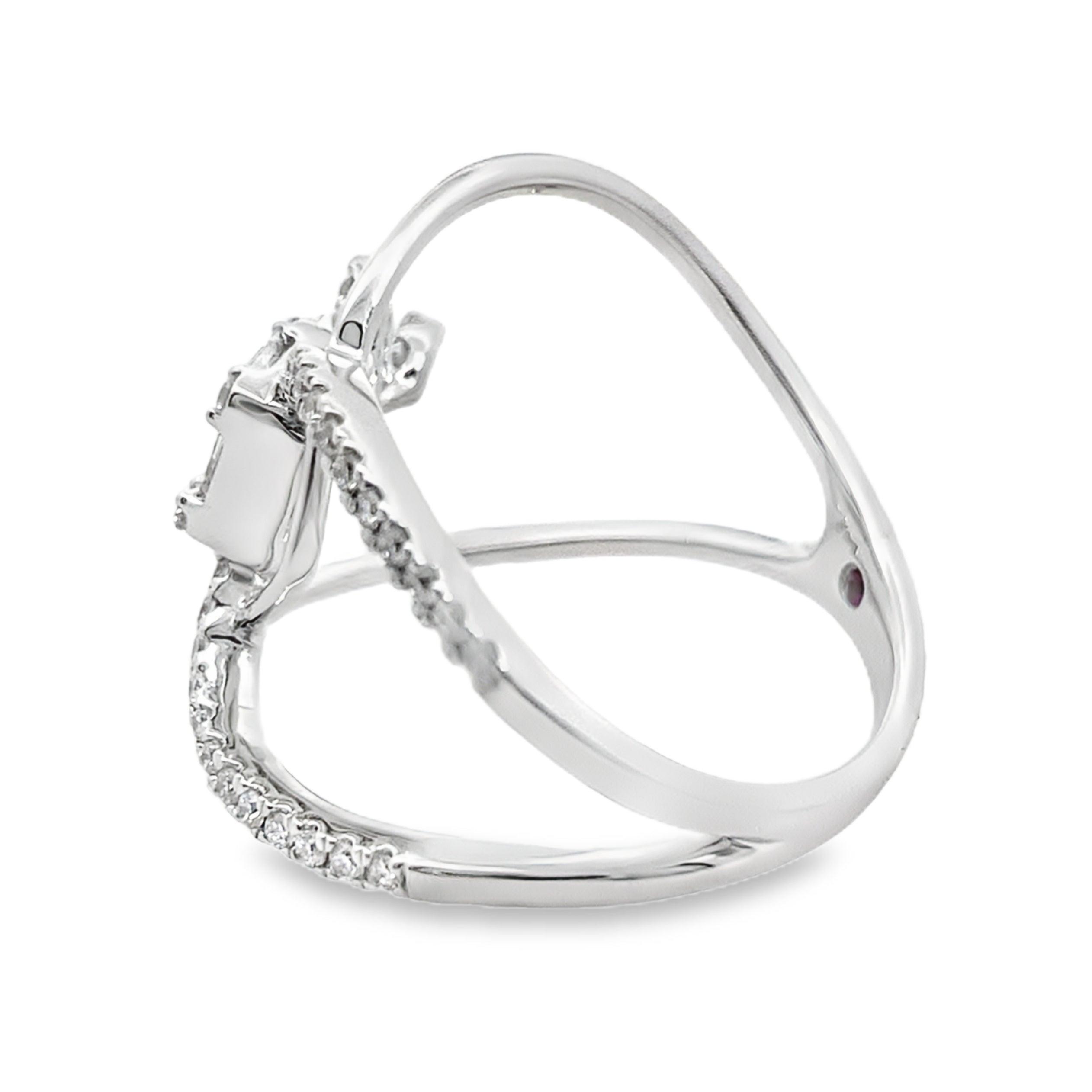 0.45Ct 18K White Gold Rd/Bgt Diamond Ladies Band Ring Size 7 2.4Dwt