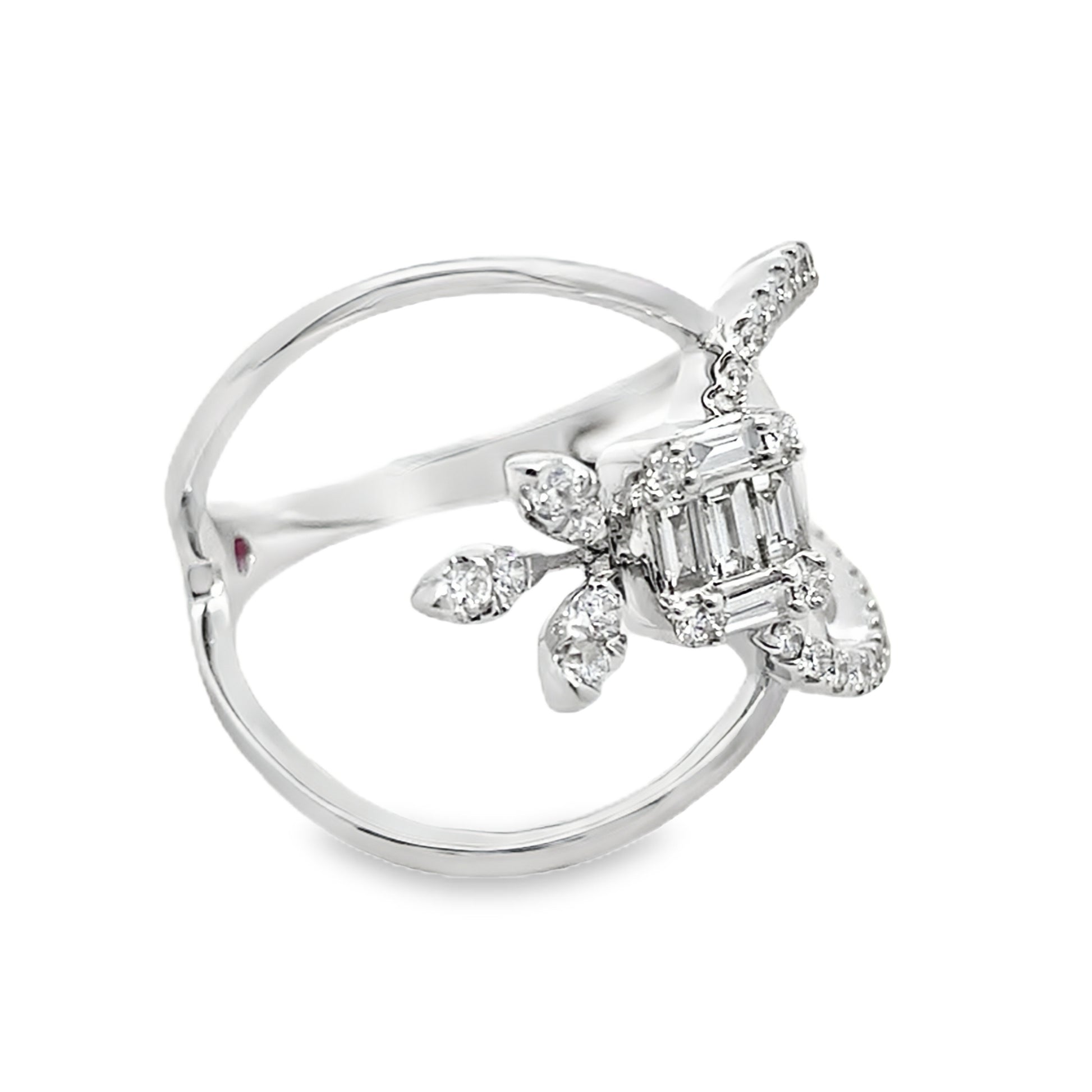 0.45Ct 18K White Gold Rd/Bgt Diamond Ladies Band Ring Size 7 2.4Dwt