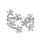 1.00Ct 18K White Gold Rd Diamond Seven Flowers Ladies Ring Size 7 3.5Dwt