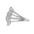 1.00Ct 18K White Gold Rd Diamond Seven Flowers Ladies Ring Size 7 3.5Dwt