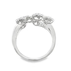 1.00Ct 18K White Gold Rd Diamond Seven Flowers Ladies Ring Size 7 3.5Dwt