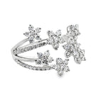 1.00Ct 18K White Gold Rd Diamond Seven Flowers Ladies Ring Size 7 3.5Dwt
