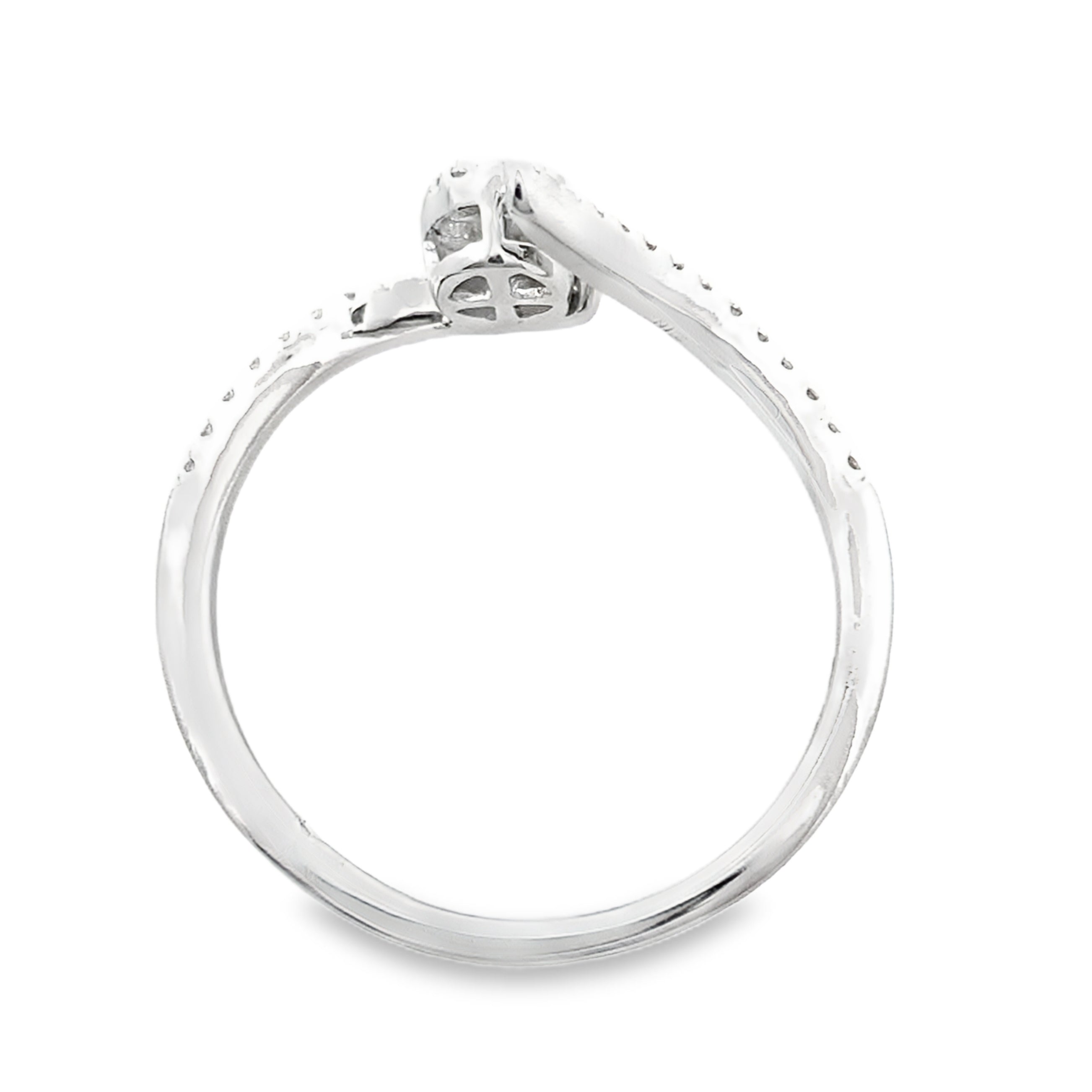 0.25Ct 18K White Gold Rd/Bgt Diamond Ladies Ring Size 7 1.4Dwt