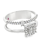 0.30Ct18kt White Gold Rd/Bgt Diamond  Ladies Double Ring Size 6.5 3.1Dwt