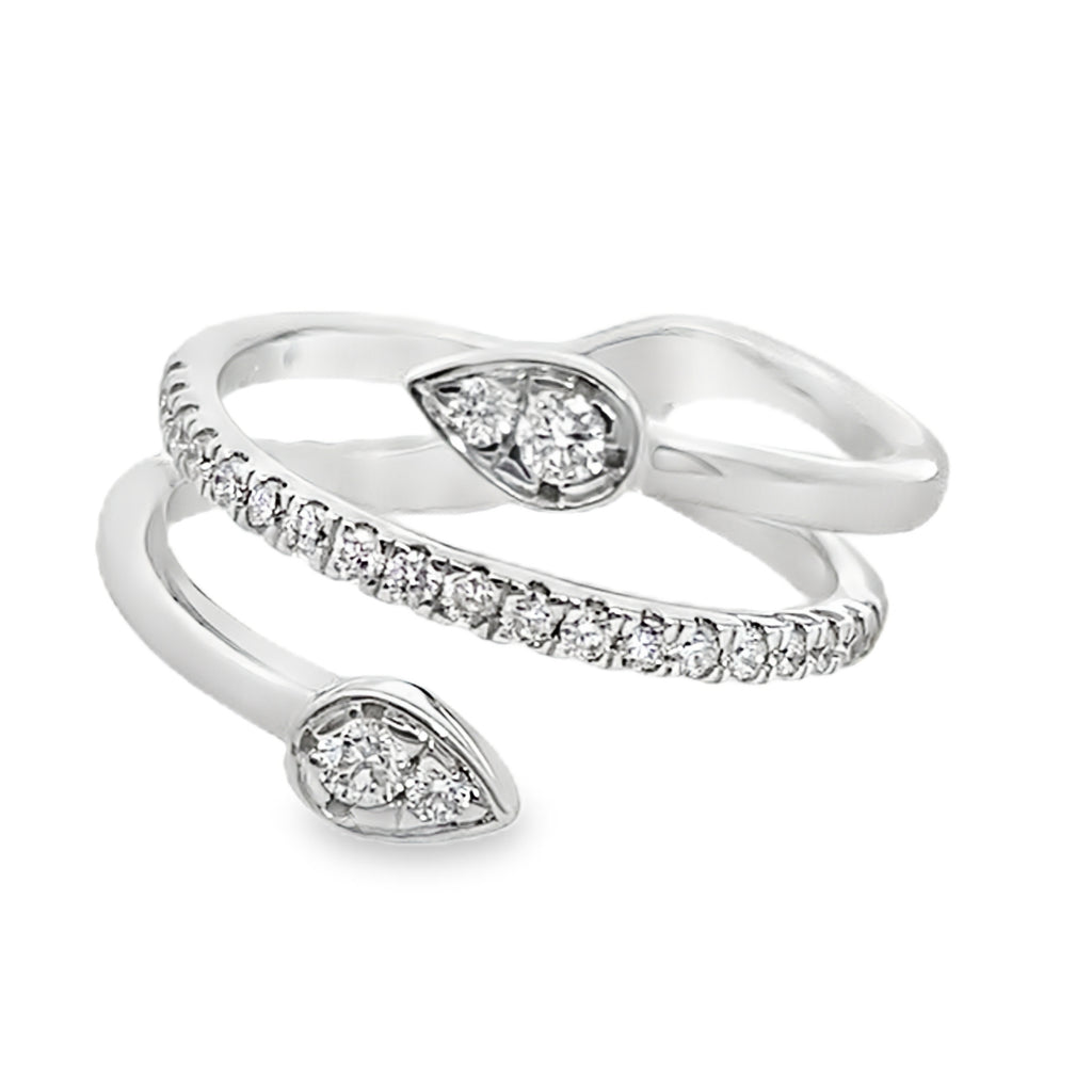 0.35Ct 18K White Gold Diamond Three Ladies Ring Size 6.5 3.7Dwt