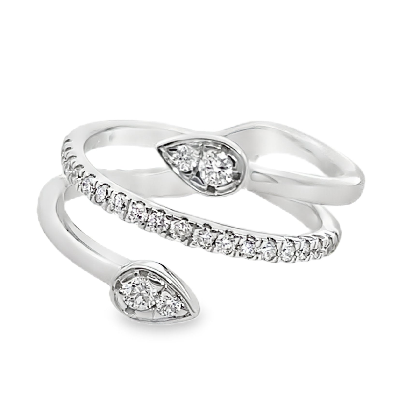 0.35Ct 18K White Gold Diamond Three Ladies Ring Size 6.5 3.7Dwt