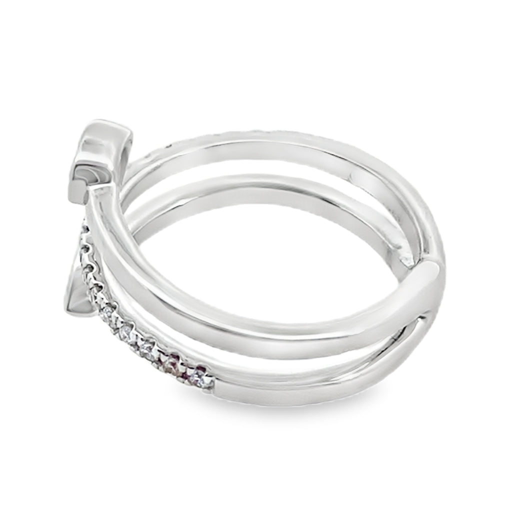 0.35Ct 18K White Gold Diamond Three Ladies Ring Size 6.5 3.7Dwt