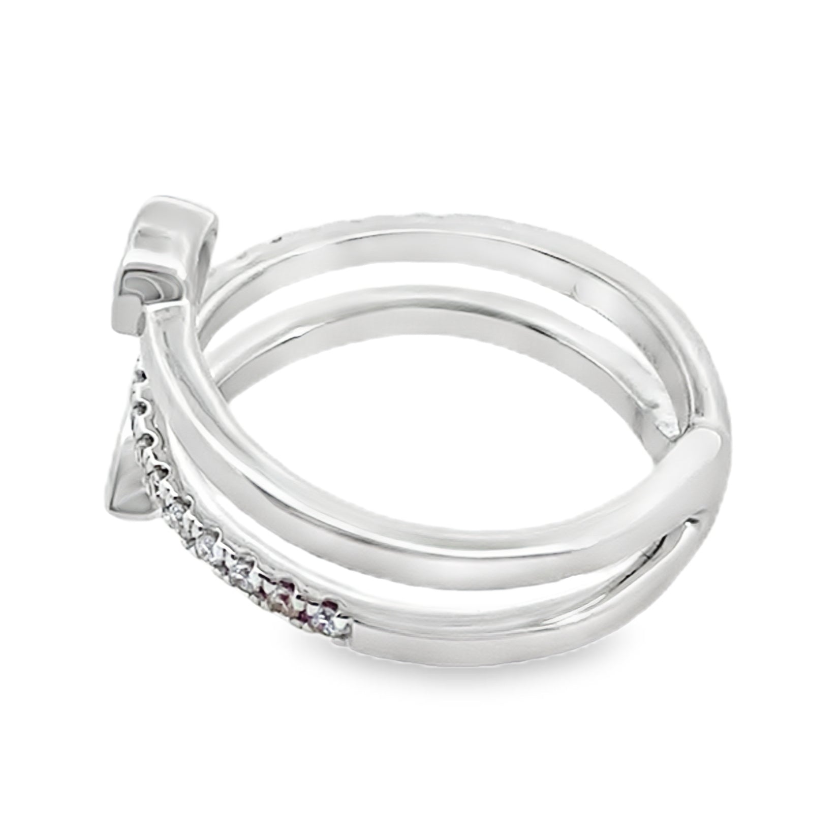 0.35Ct 18K White Gold Diamond Three Ladies Ring Size 6.5 3.7Dwt