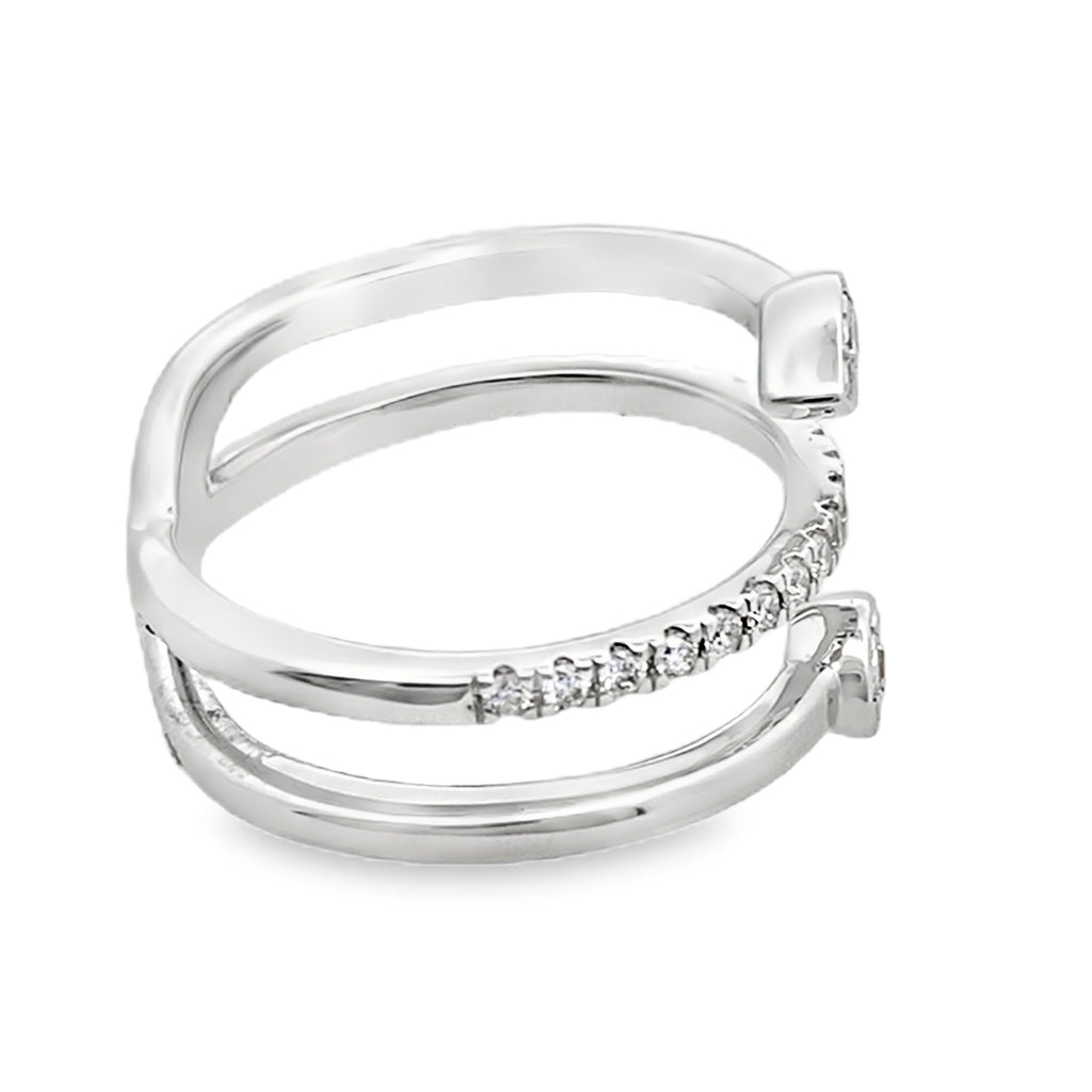 0.35Ct 18K White Gold Diamond Three Ladies Ring Size 6.5 3.7Dwt