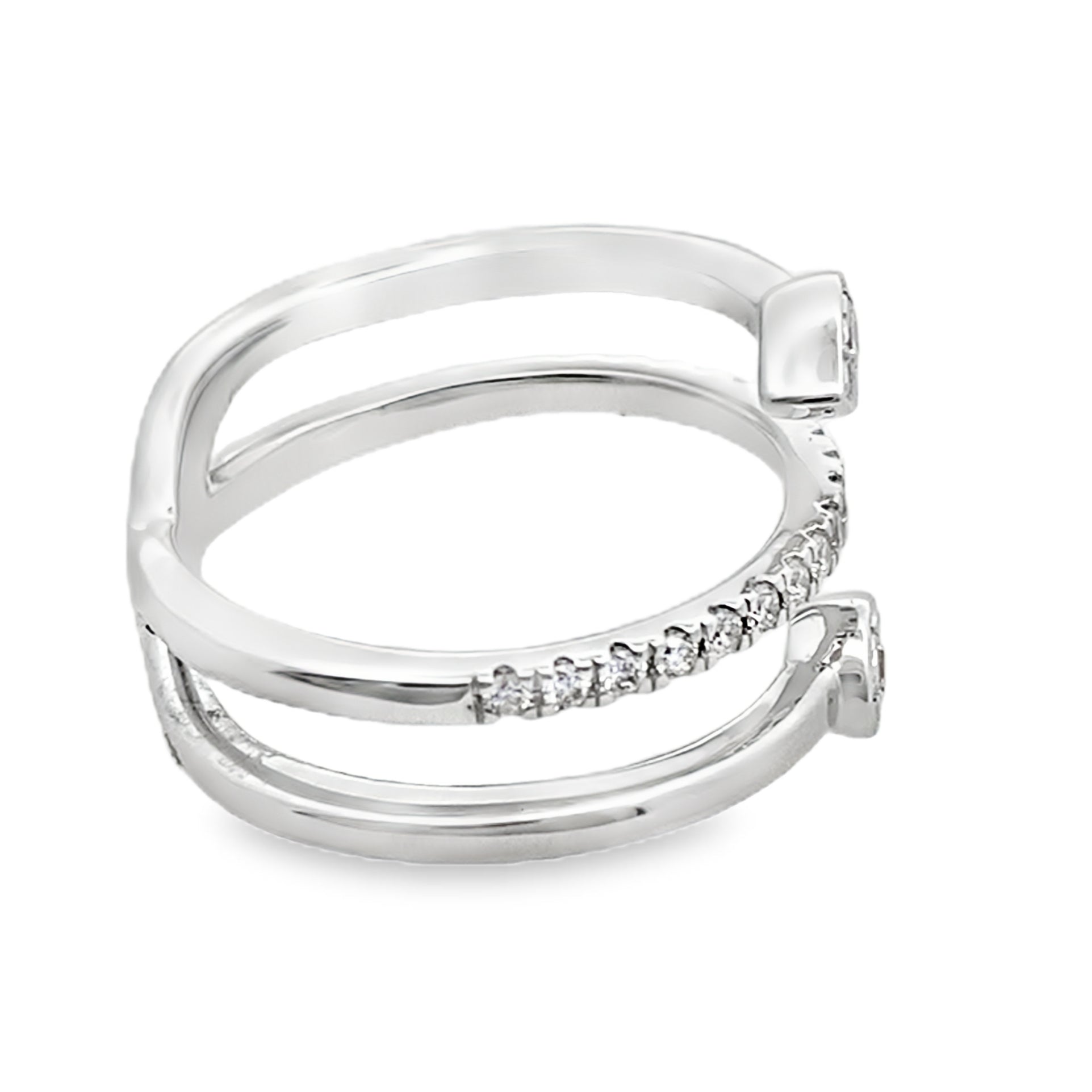 0.35Ct 18K White Gold Diamond Three Ladies Ring Size 6.5 3.7Dwt