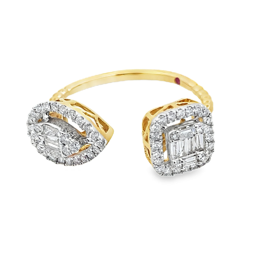 0.50Ctrd/Bgt 18K Yellow Gold Diamond Fashion Ring Size 7 1.8Dwt